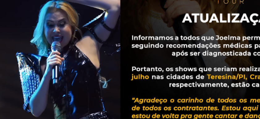 Com problemas de saúde, Joelma, a renomada vocalista da banda Calypso, anunciou seu afastamento temporário dos palcos.