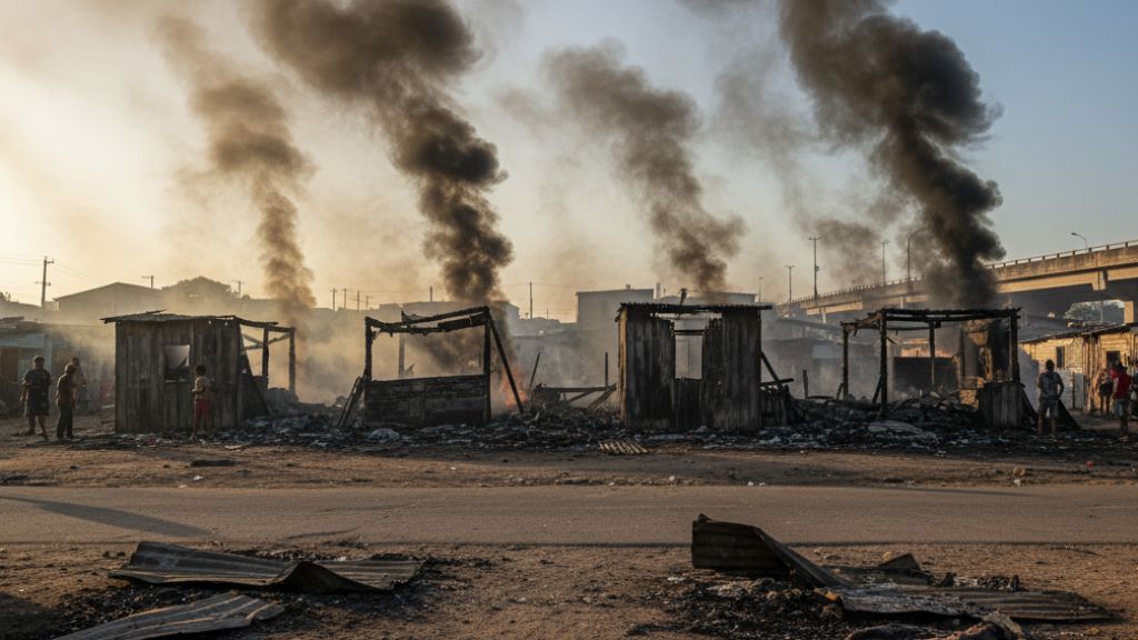 Dique Vila Gilda: Incêndio atinge cinco barracos em comunidade em Santos